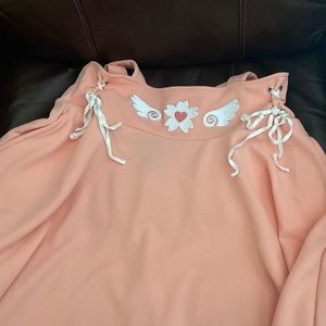 Cute pink suspender skirt